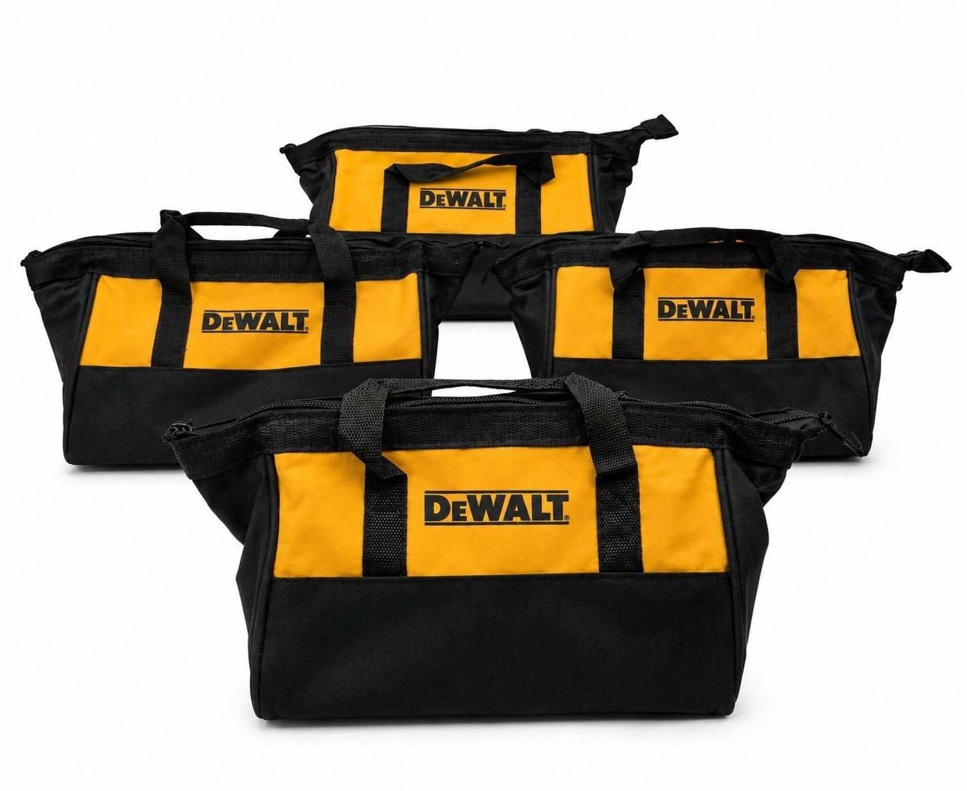 DEWALT N261499 11″ Tool Bags Pack of 4 Black Yellow Heavy Duty Zipper New