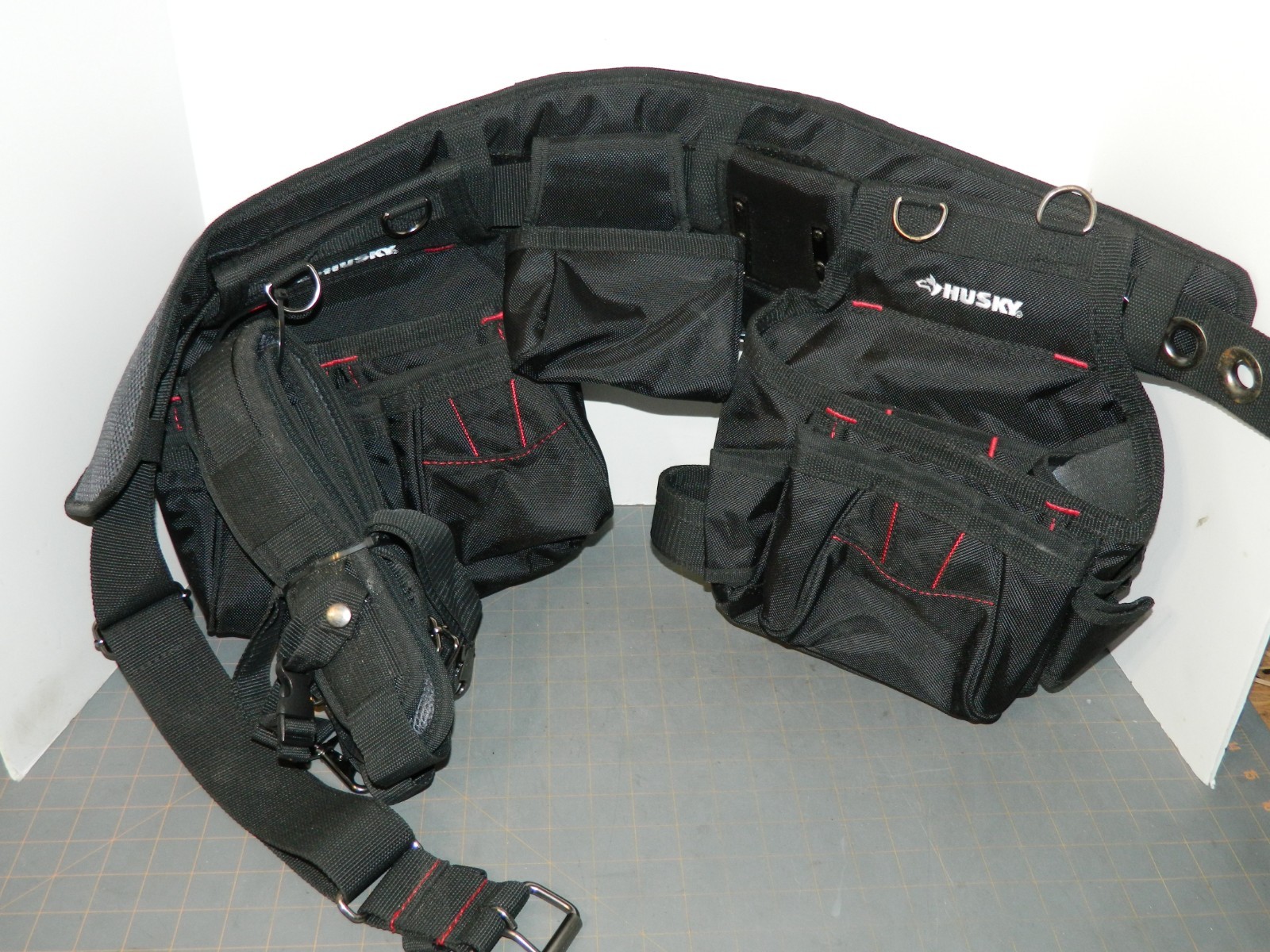 NEW Husky Framers Suspension Rig Work Tool Belt w/Suspenders 18 Pockets Nylon