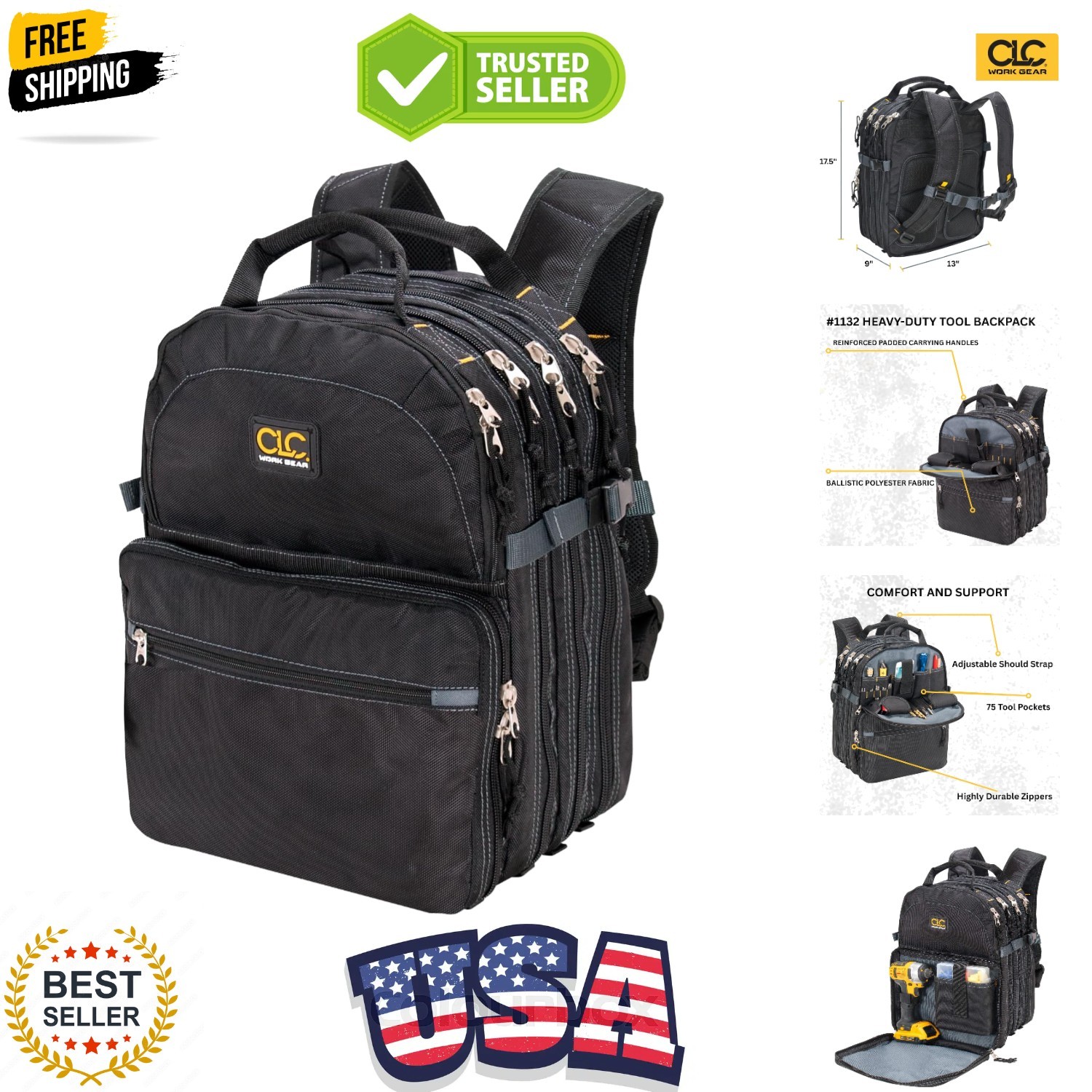 1132 75-Pocket Tool Backpack
