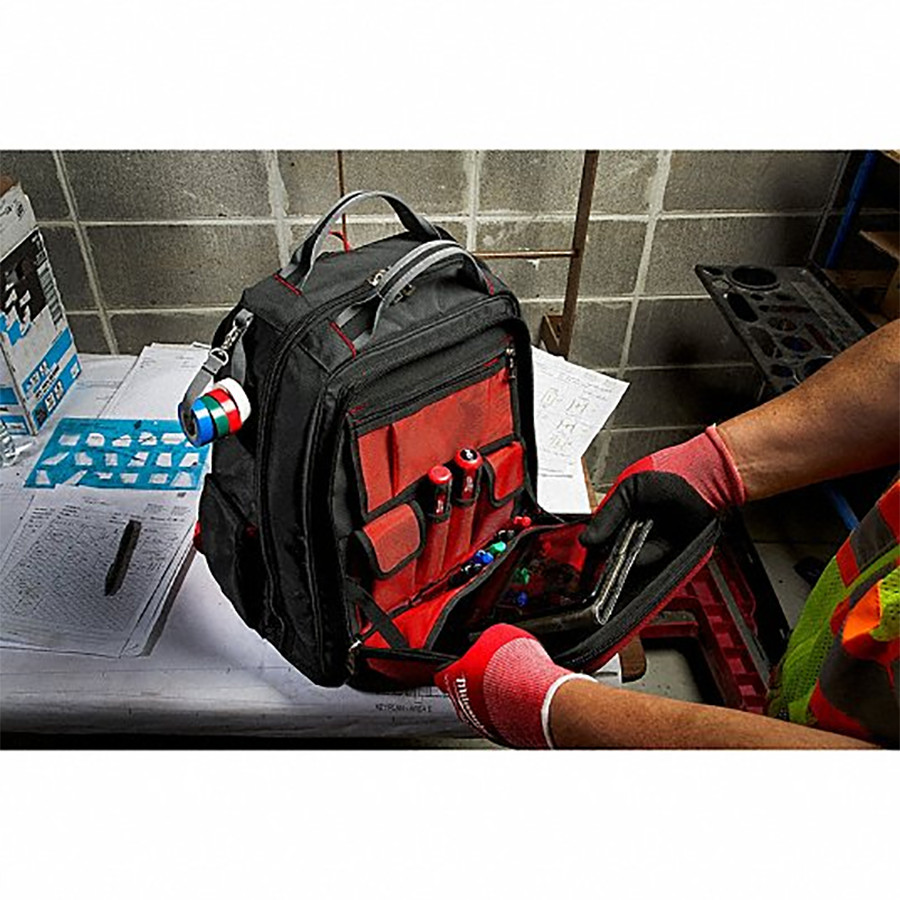 MILWAUKEE 48-22-8301 PACKOUT Tool Backpack: 15 in W x 10 5/16 in D x 19 in H, Ba