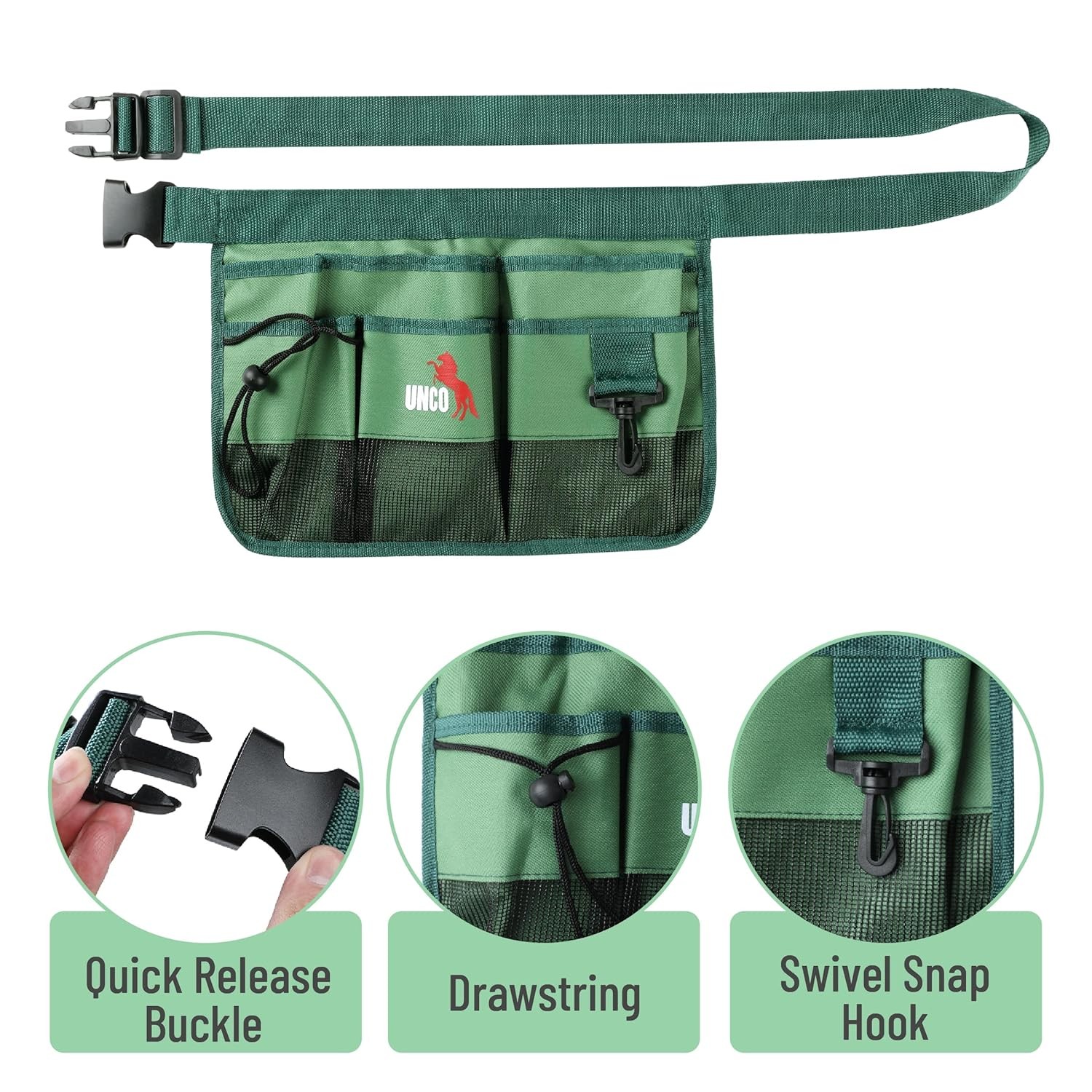 Adjustable Garden Tool Belt 7 Pockets Green Water Resistant Waist Apron
