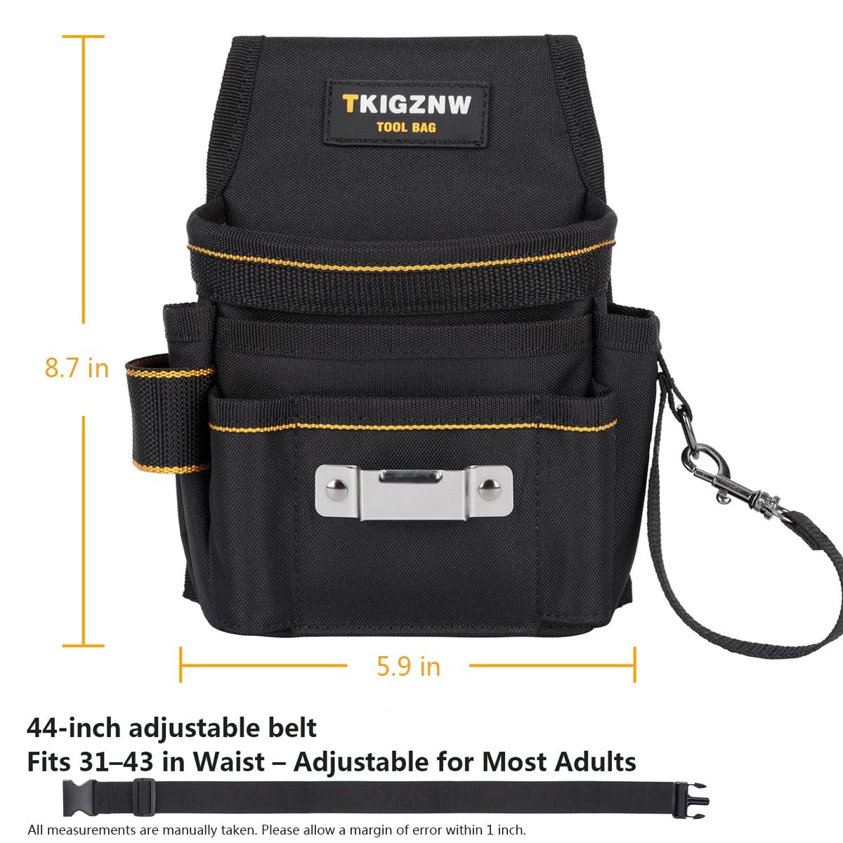 Tool Belt Pouch, Tool Pouch with 18 Pockets, Utility Belt Tear Resistant 900D…