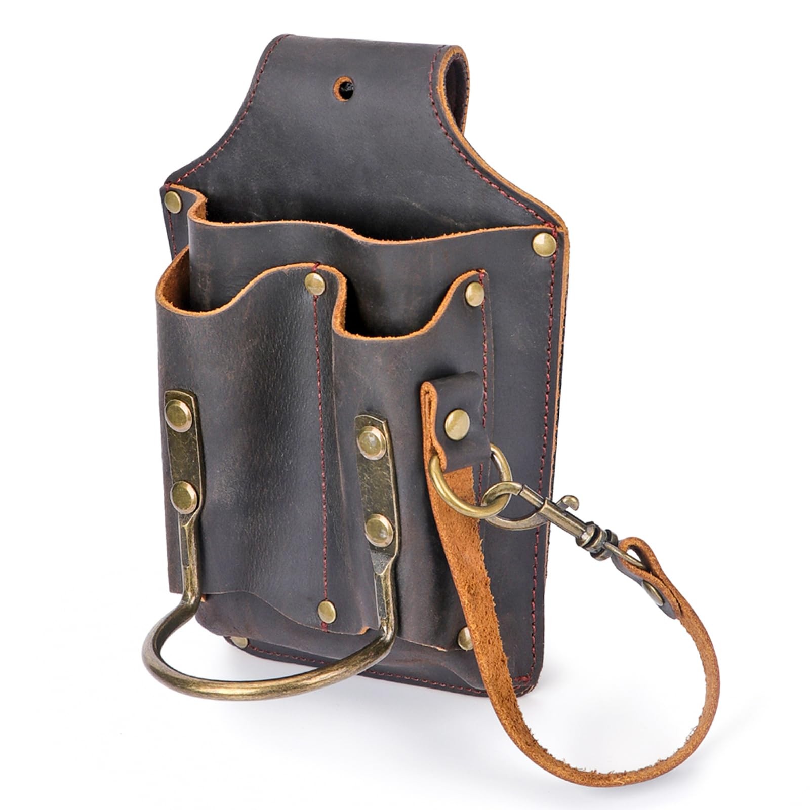Tourbon Leather Tool Pouch Electrician Holster Tape Thong 2.7 Inch Brown