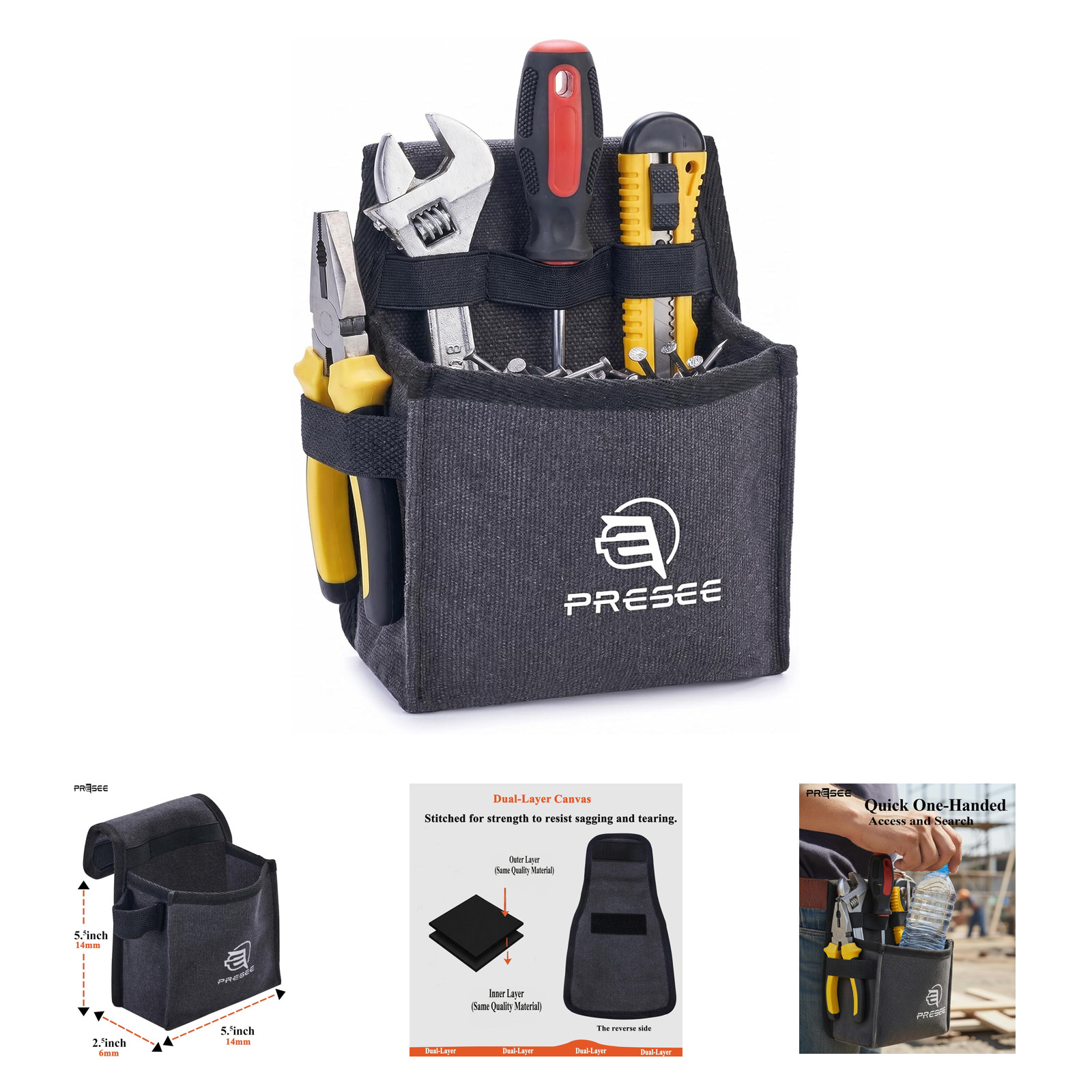 Tool Pouch for Men Canvas Small Belt Organizer for Electrician Handyman Pliers