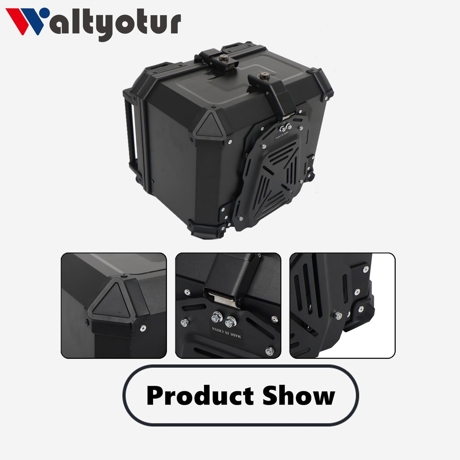 Motorcycle 45L ABS Aluminum Tailbox with Security Lock Black