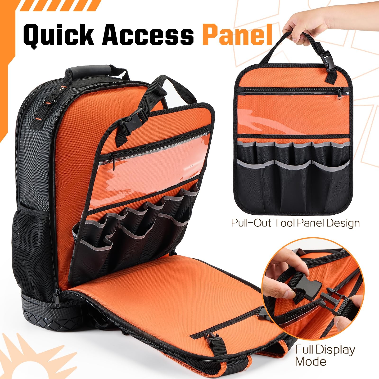 Golkcurx Tool Backpack, Heavy Duty Backpack Tool Bag, 1680D Tools Carrier for El