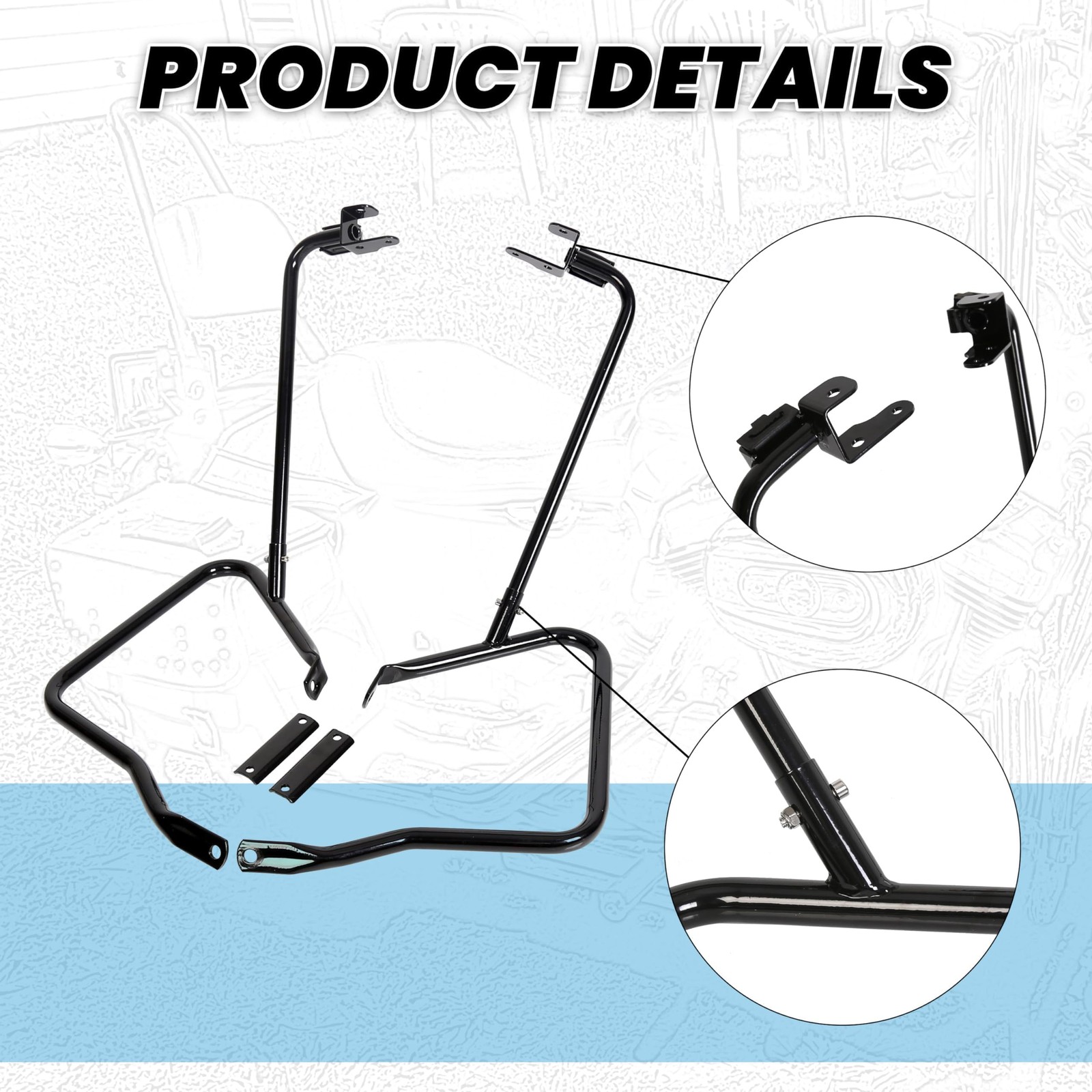 Saddlebag Bracket Guard Bars Compatible with 2014-2024 Harley Davidson Tourin…