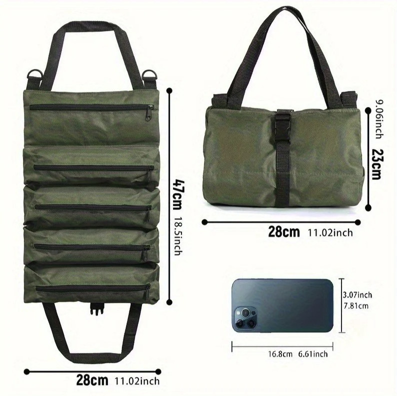 1pc Multi-Pocket Tool Roll Bag Portable Oxford Cloth Tool Organizer – NEW