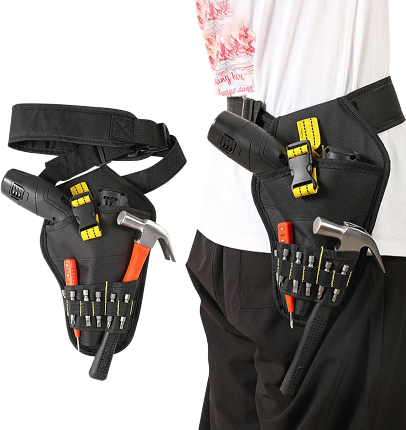 Heavy Duty Drill Holster Impact Driver Tool Bag Belt Pouch Cordless Drill Bit