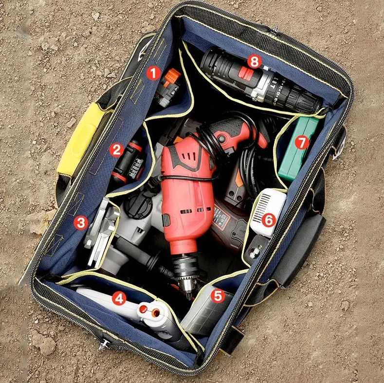 13-14 Inch Tool Bag Waterproof Electrician Toolkit Multi Pocket Storage Case