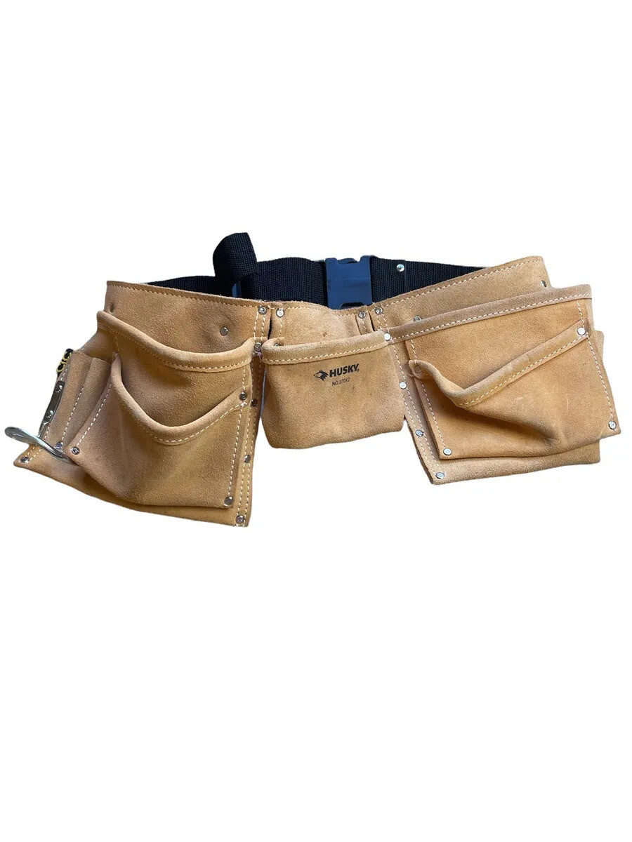 HuskyContractor Leather Suede Work Tool Belt. Heavy Duty HVAC, Electrician