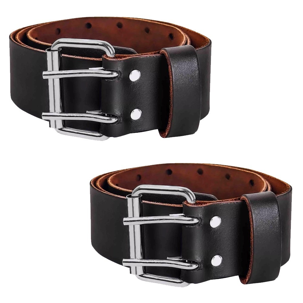 2PK 2″ Wide Leather Tool Belt Top Grain, Strong & Durable for Heavy Duty Work