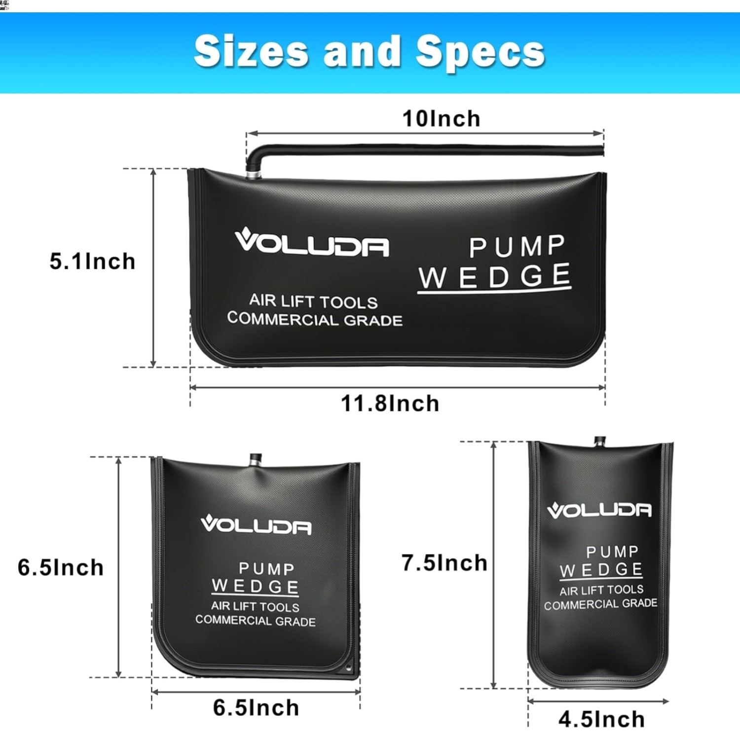 Inflatable Air Shim Bag Pump, 3 Pack Commercial Grade Leveling Tool, 330 LB R…
