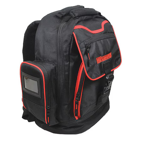 Westward 32Pj48 Tool Backpack, Black, Polyester, 19 Pockets