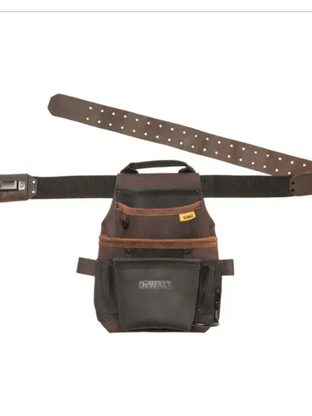 DEWALT Leather Tool Belt Pouch with Handle – Black/Brown Tool Belt Pouch