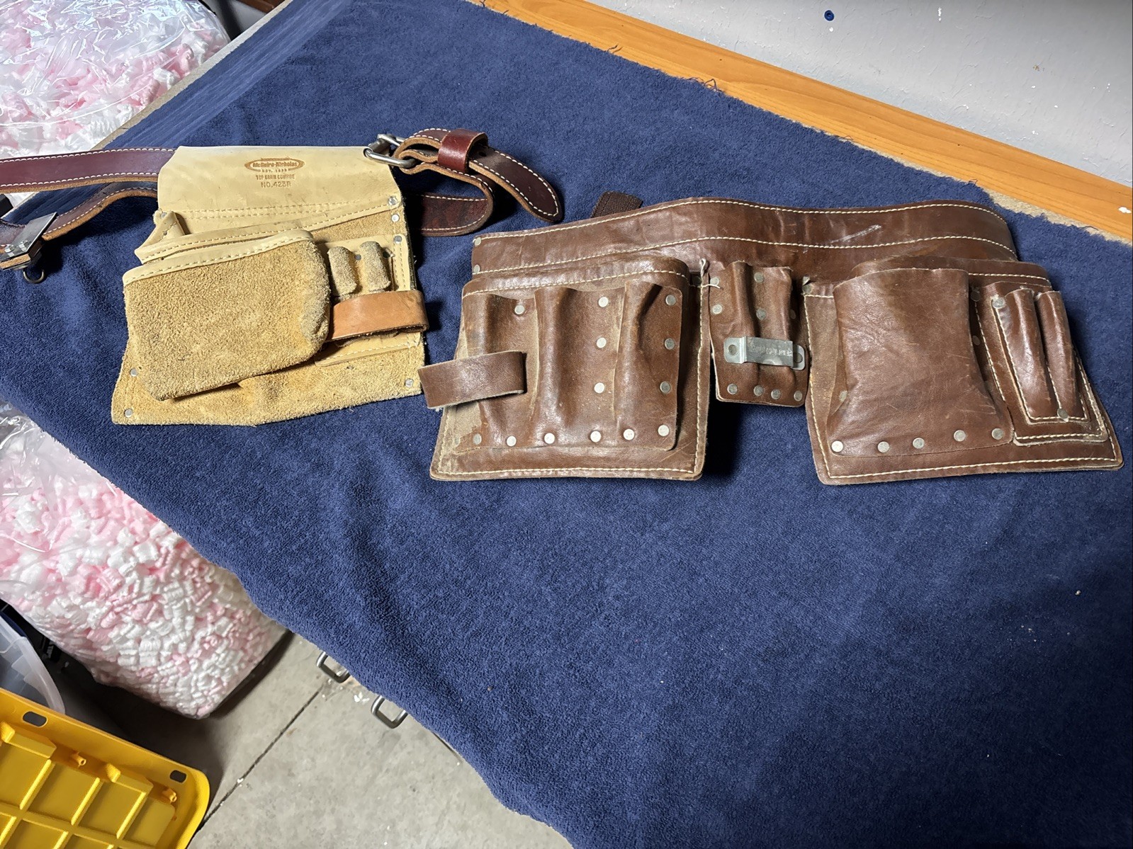 Mcguire Nicholas Leather Cowhide Carpenters Pouch On Canvas Belt No423R Plus D1