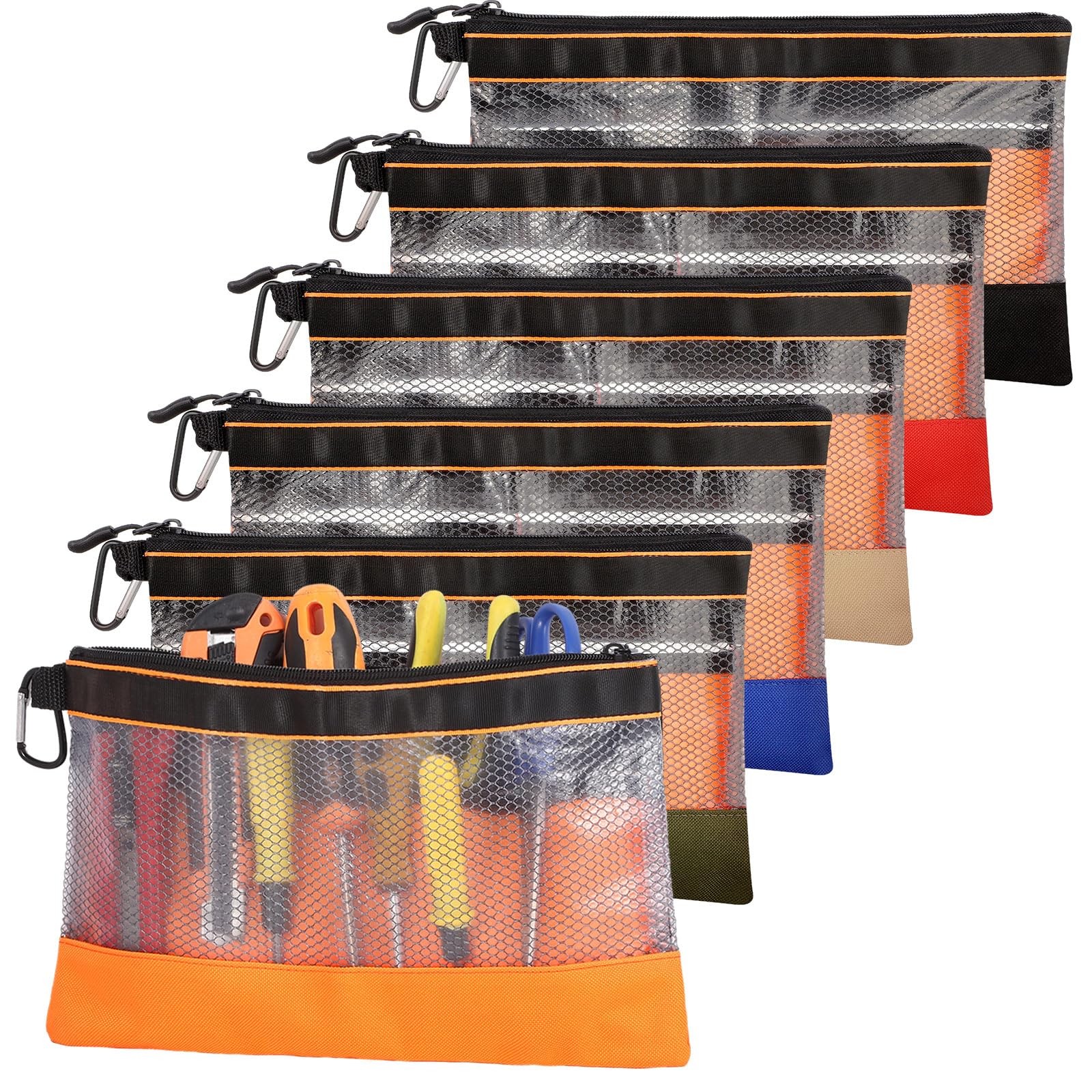 6 Pcs 11.8″ Clear Tool Pouch Zipper Tool Bags for Office Supplies