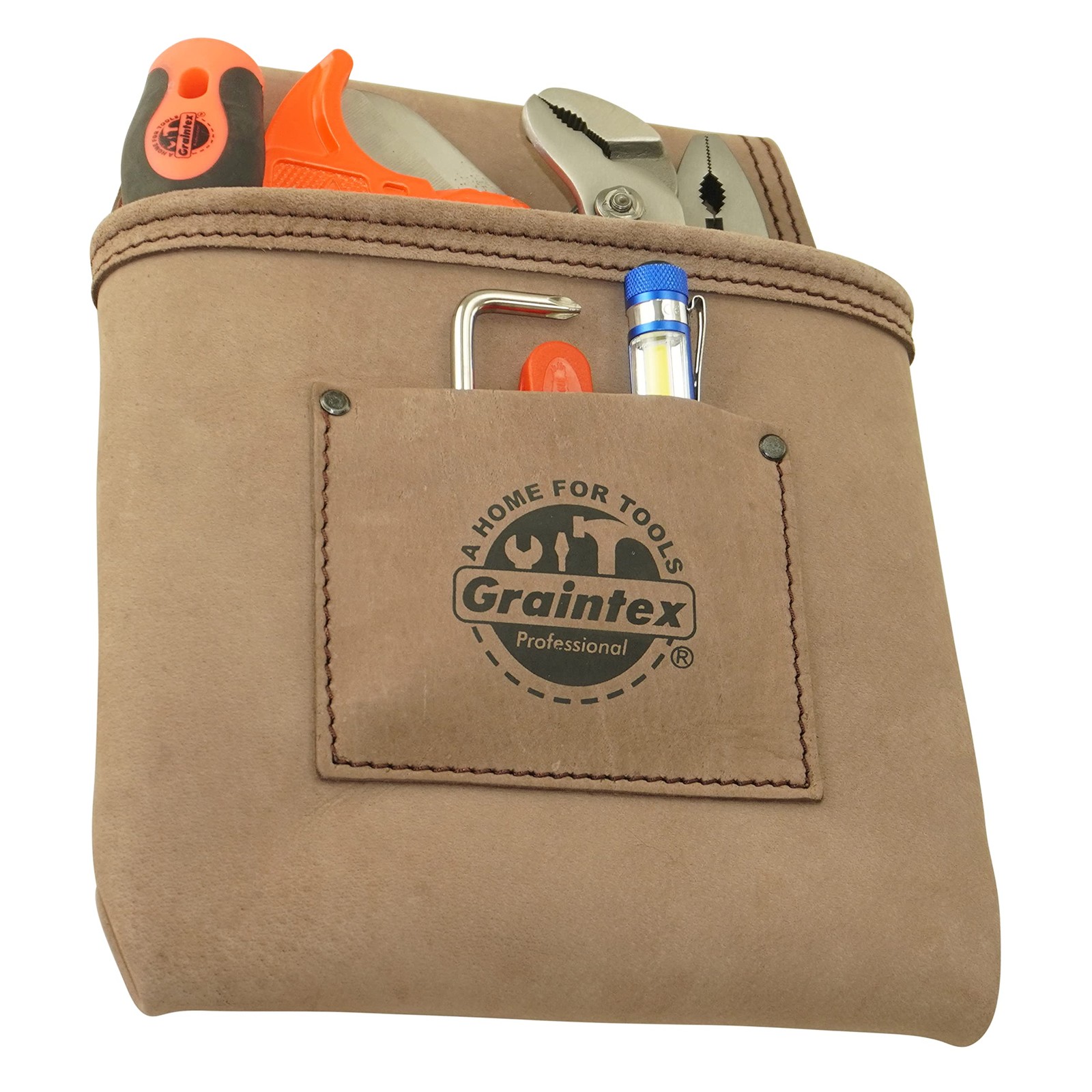 ST2009 Pocket Nail & Tool Pouch Natural Top Grain Leather for Framers, Constr…