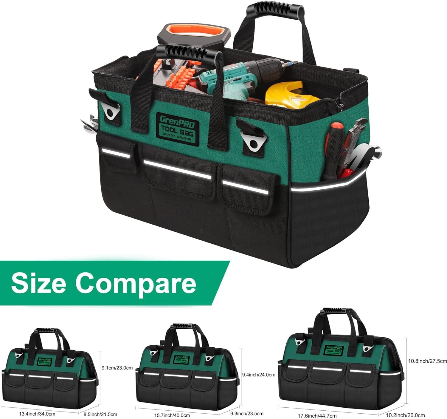 18 Inch Tool Bag with Adjustable Shoulder Strap,Wide Mouth Tool Bags,Heavy Duty