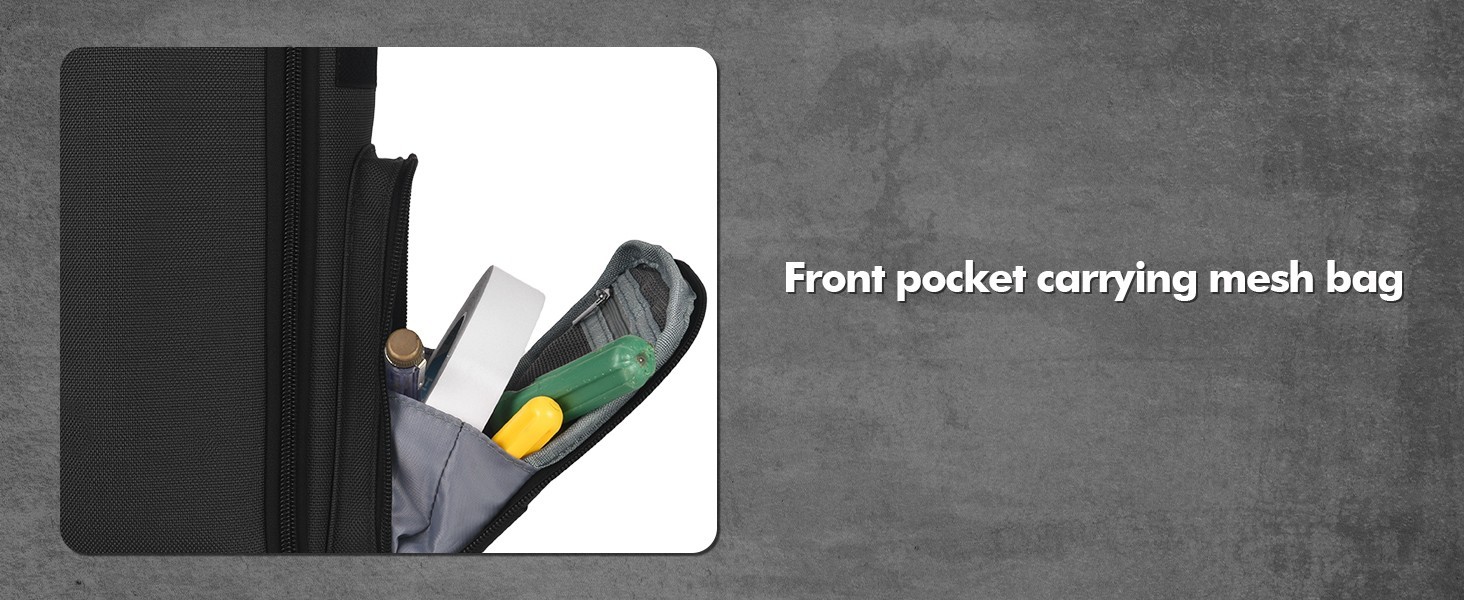 Small Tool Bag Pouch for Men W/Multiple Pockets, Waterproof, Heavy Duty, Black