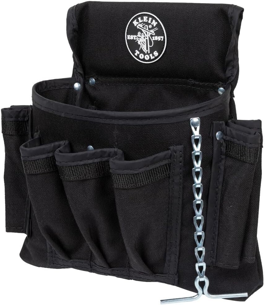 Lightweight 18-Pocket Tool Pouch with Rivet Reinforced Stitching – Black