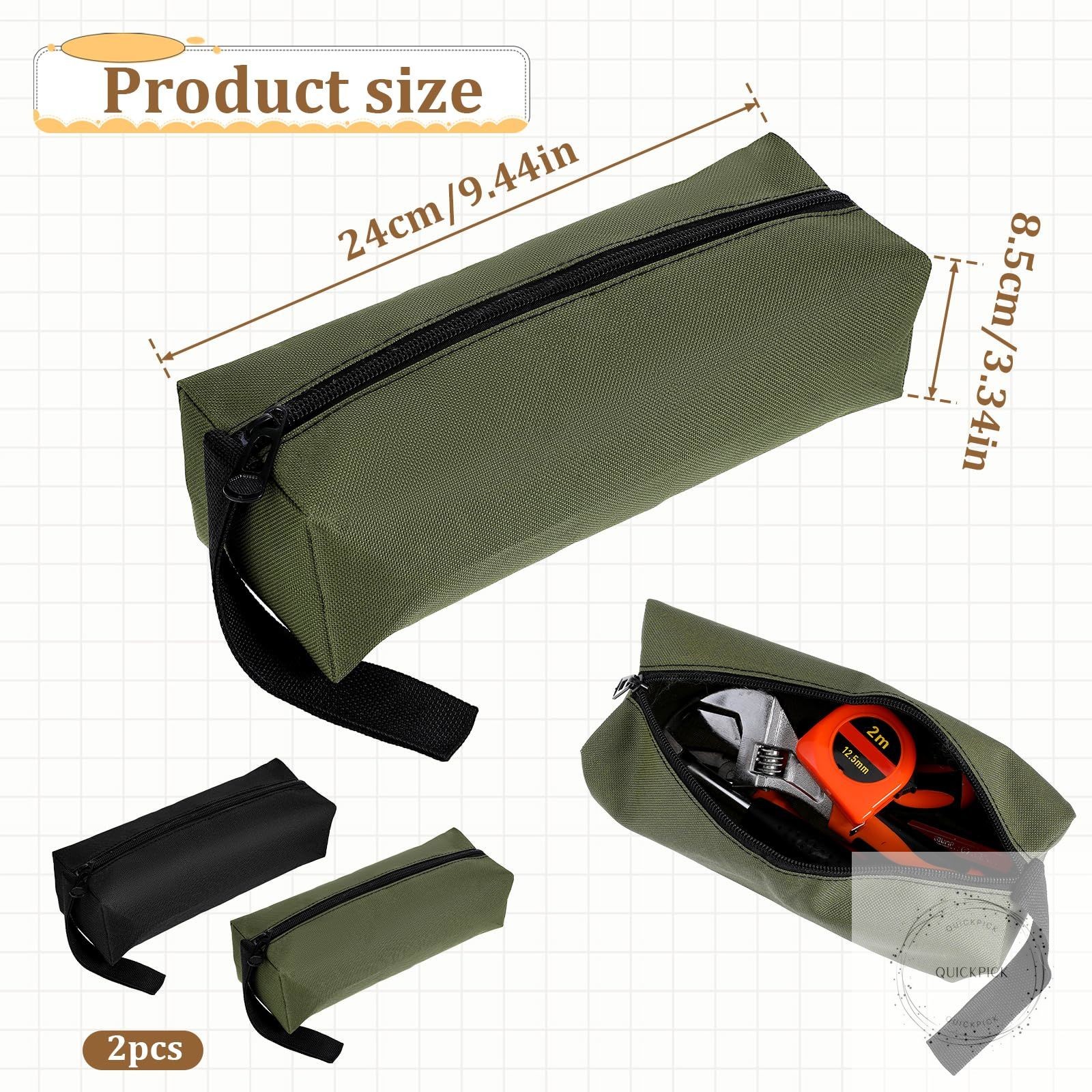 2 Pack Canvas Tool Pouch with Zipper, Tool Pouch Bag, Multi-Purpose Small Zipper
