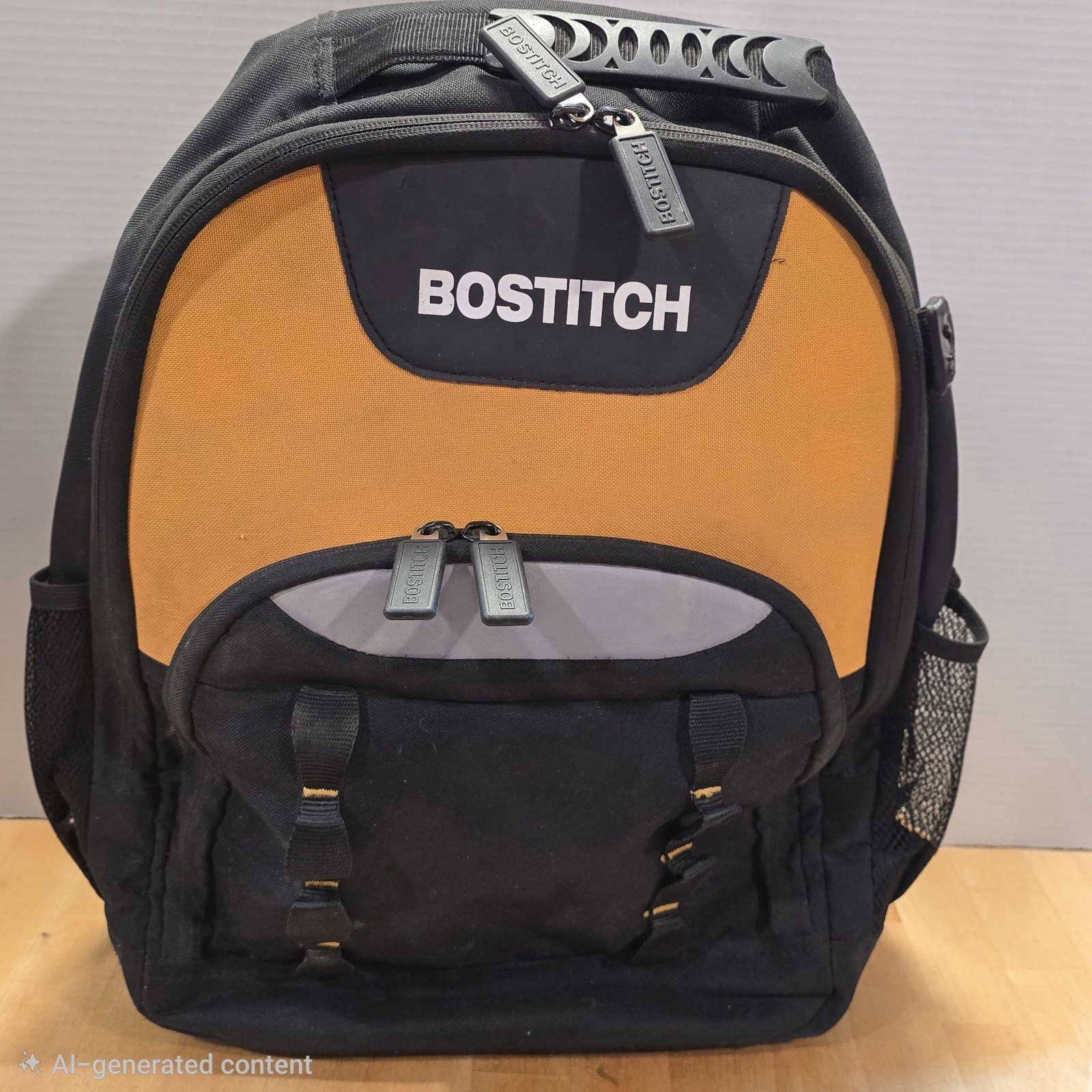 Bostitch Tool Backpack Adjustable Black Polyester Padded Handle Organizer Bag