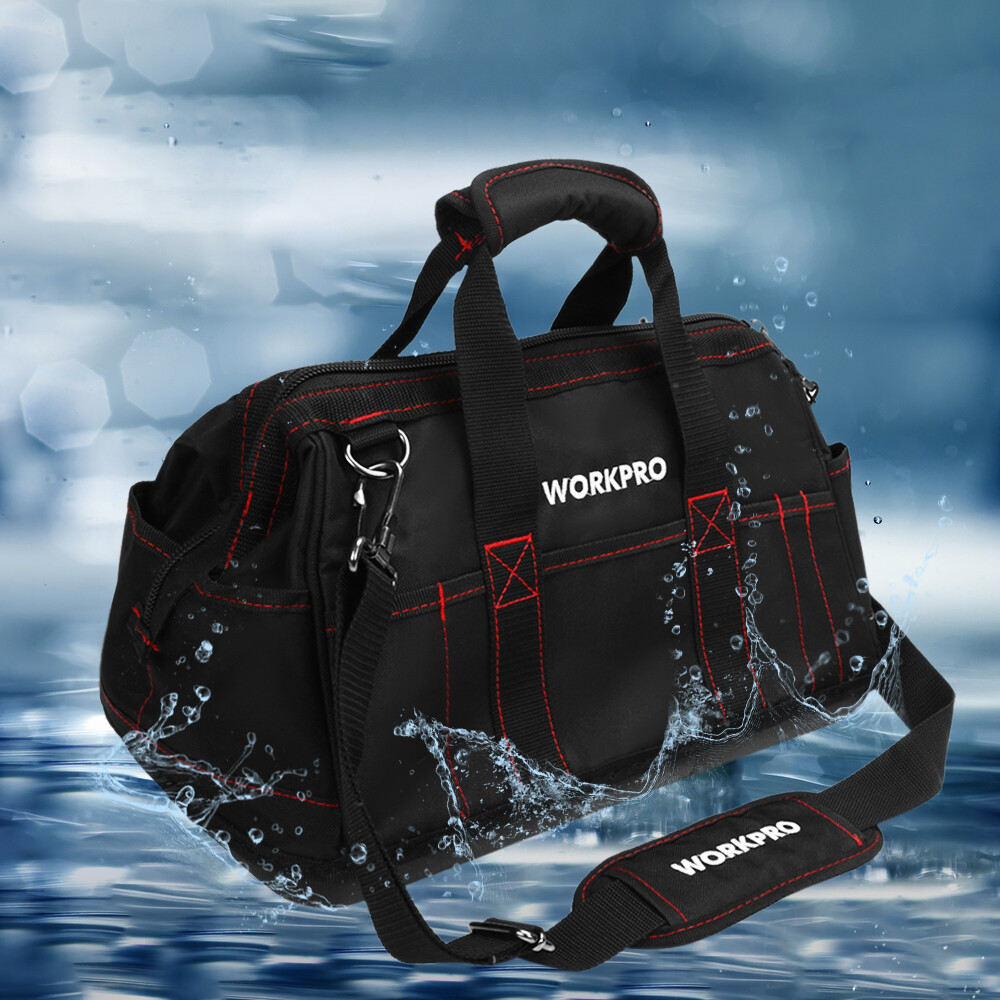WORKPRO 16″ Zipper Wide Mouth Tool Storage Bag Case Large Capacity w/21 Pockets
