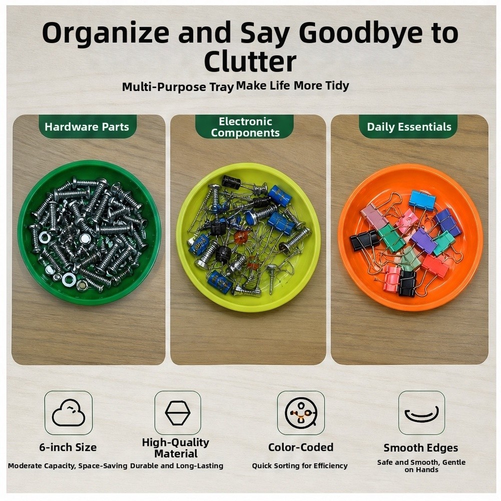 ABS Round Storage Tray 6 Inch for Small Parts and Electronic Components