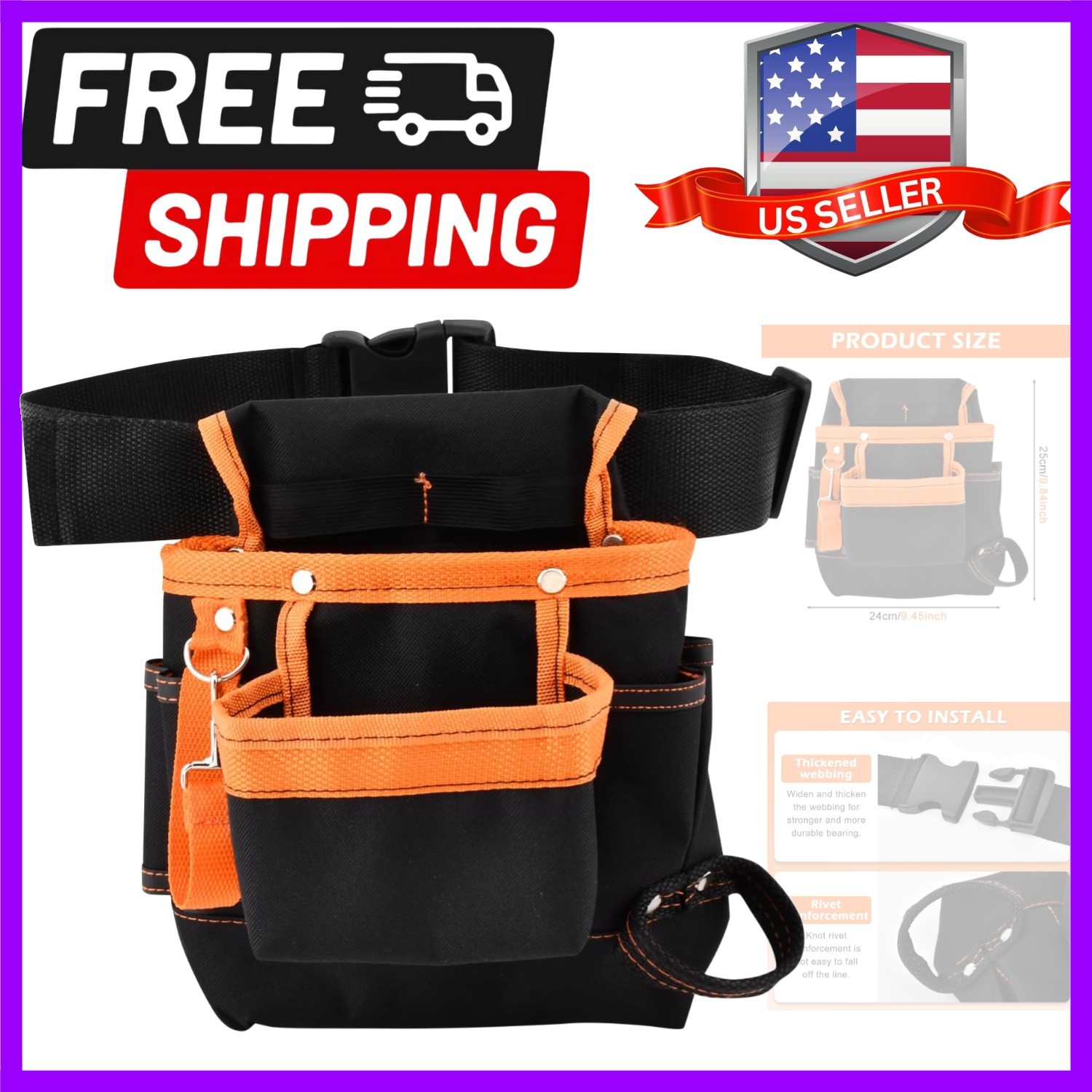 Tool Belts 8 Pockets, Tool Pouch Heavy Duty Tool Belts for Men Tool Belt Bag …