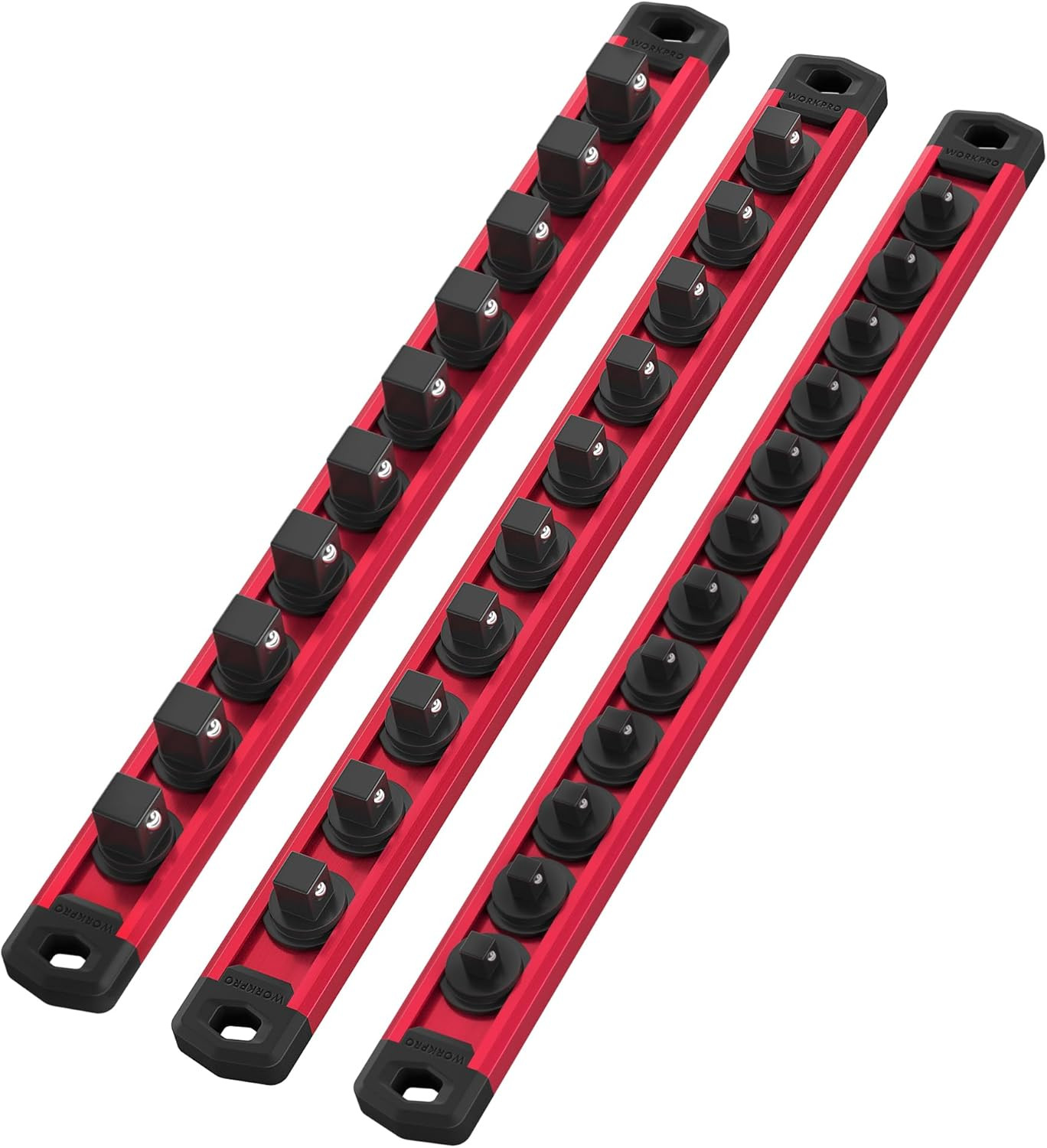 WORKPRO Magnetic 3 Pieces-1/4", 3/8", & 1/2" DR, Red