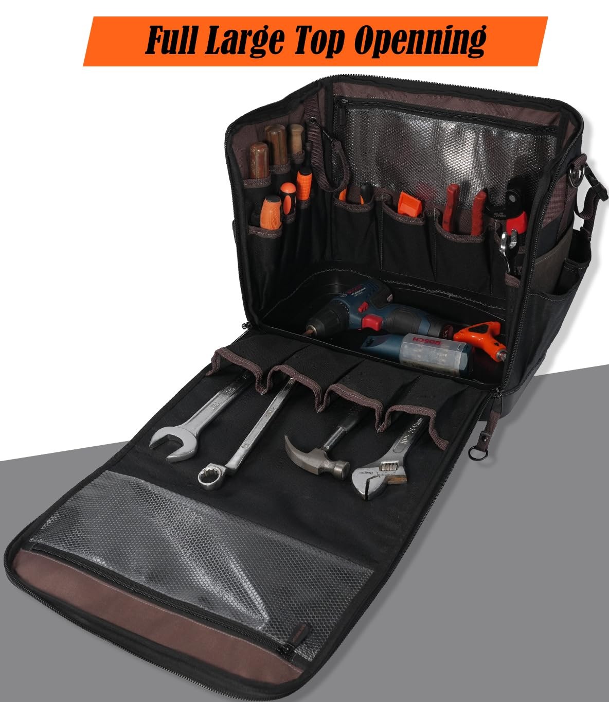 WELKINLAND 54Pockets Electrician Tool Bag, Heavy-Duty Hard Bottom Tool Bag, W…