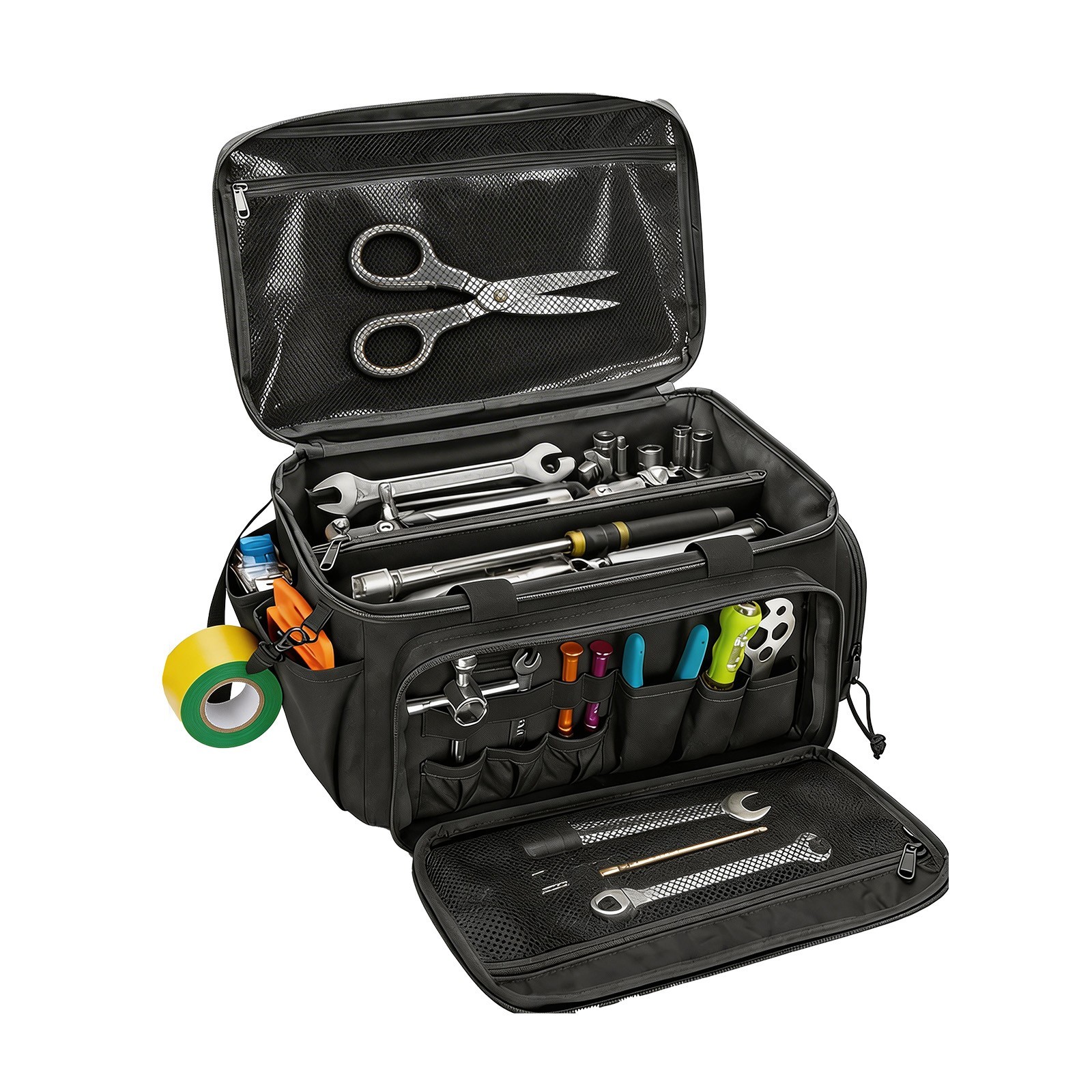 Tool Organizer 14″ Tactical Tool Bag with 5-Pockets & Handle Canvas 2-Way Zipper
