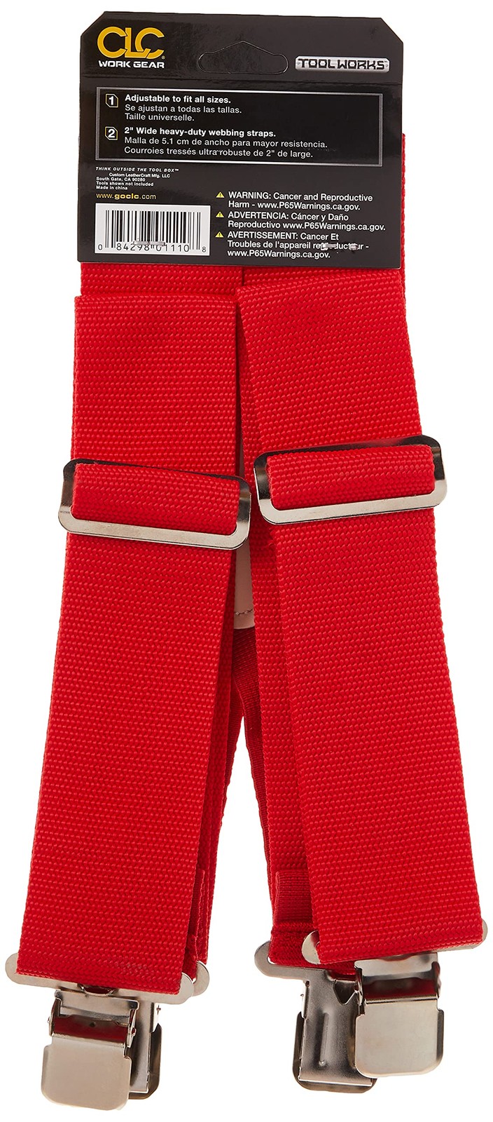 Work Suspenders Heavy Duty Elastic Straps One Size Red 110RED
