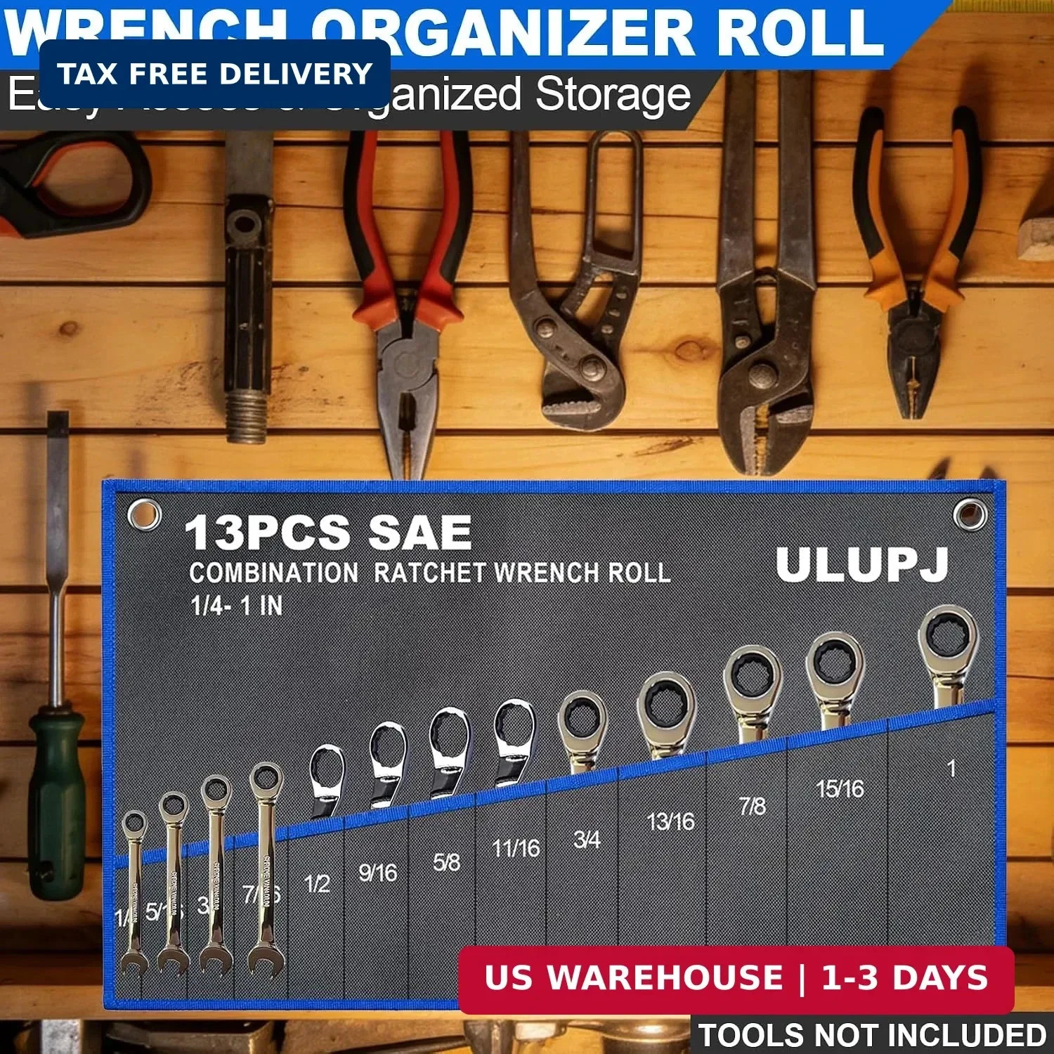 2PCS Wrench Roll Up Pouch, Tool Organizer Storage Bag (13SAE + 14Metric) Canvas