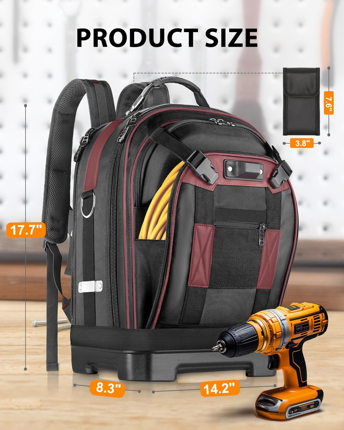 Durable Tool Backpack with Organizer & Laptop Compartment – Brown