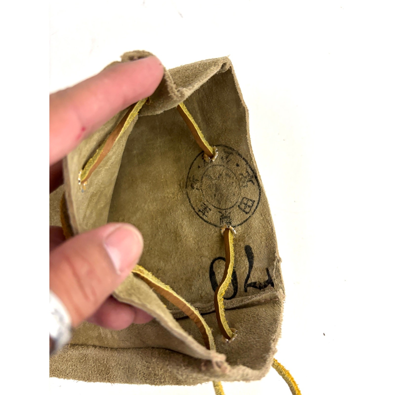 Vintage Neil Martin Leather Suede Bag Pouch Purse SMALL Duffle Drawstring