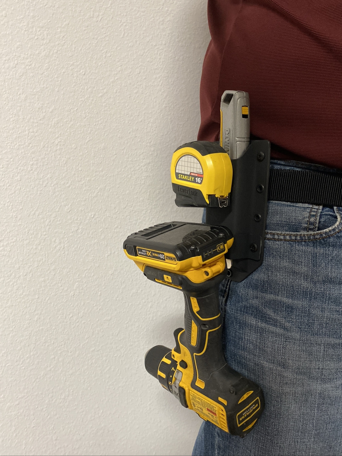 Utility knife holster and tool pouch. Cordless Drill Holster / Hanger. KYDEX.