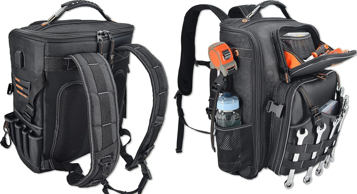 WELKINLAND Full-Open Tool Backpack, Tool Backpack for Men,Tools Backpacks for El
