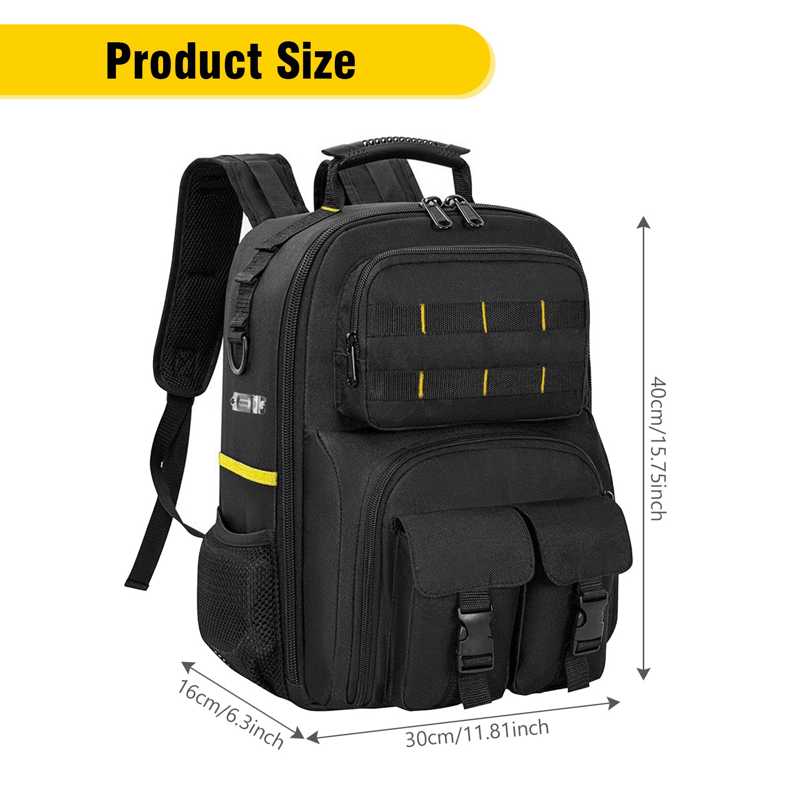 Heavy Duty Tool Backpack for Men Electrician HVAC Construction Bag w/ 59 Pockets