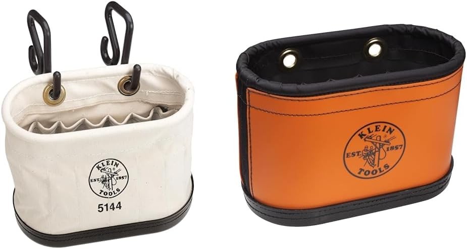 Klein Tools 5144 Canvas Bucket, Aerial Oval Tool Bucket with Black Molded Polypr
