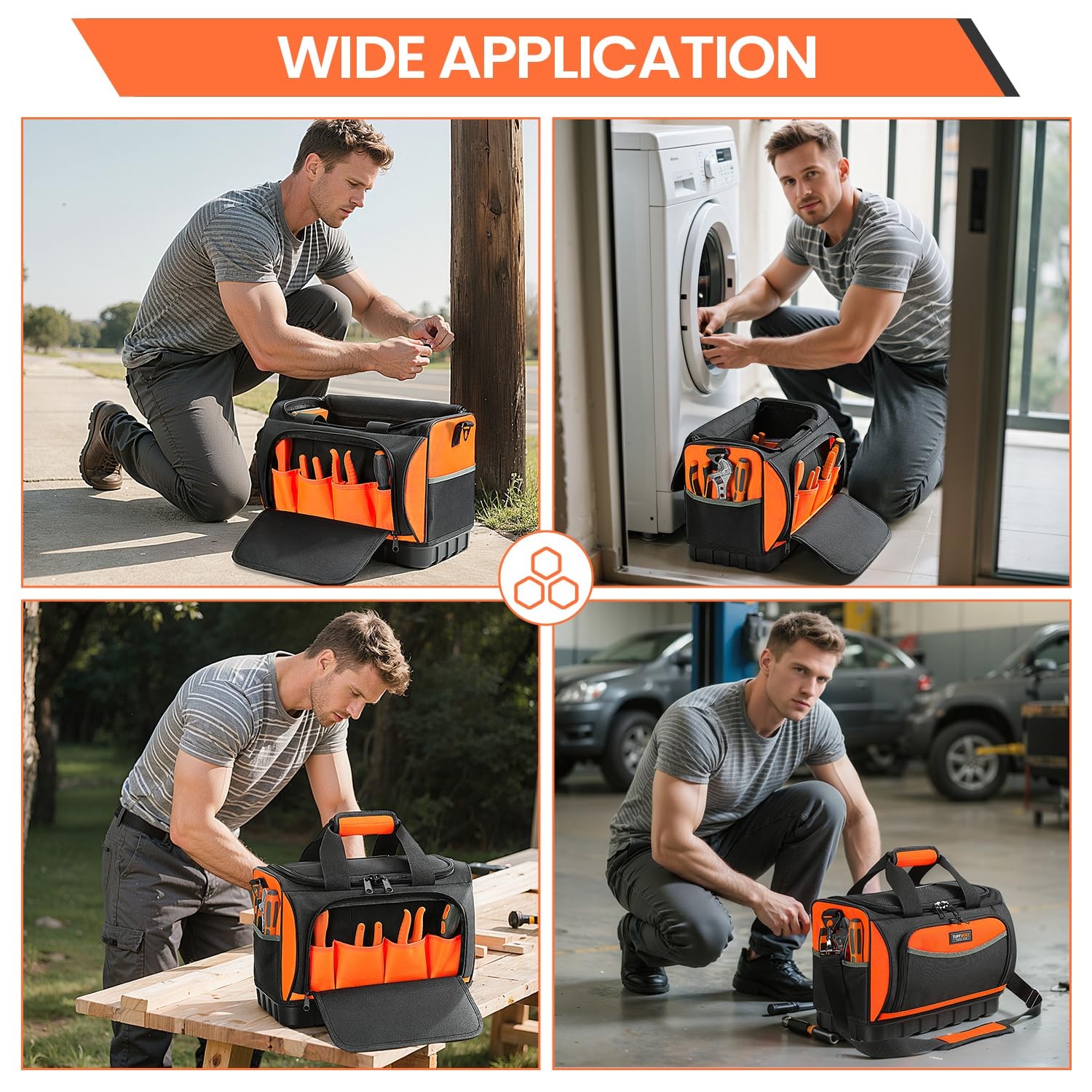 TUFFWORX Tool Bag, Large Tool Organizer Bag with 18 Pockets,15.7x 11.4x 9.8 i…