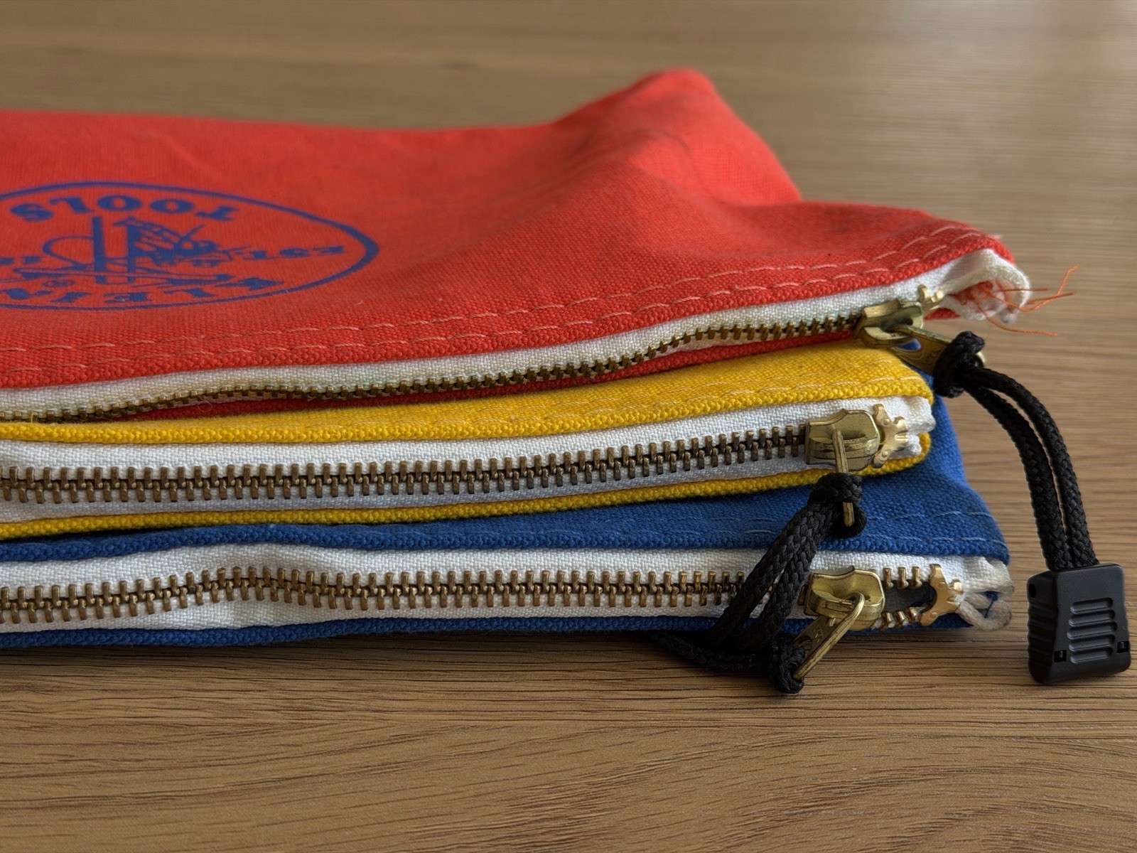 Klein Tools Zipper Canvas Tool Bags Pouches Lot of 3 Red Blue Yellow 16”