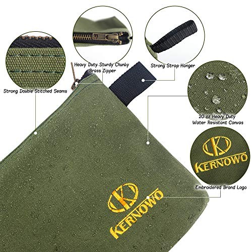 Premium Canvas Tool Pouch Zipper Bag,Small Tool 12.75 inch Army Green