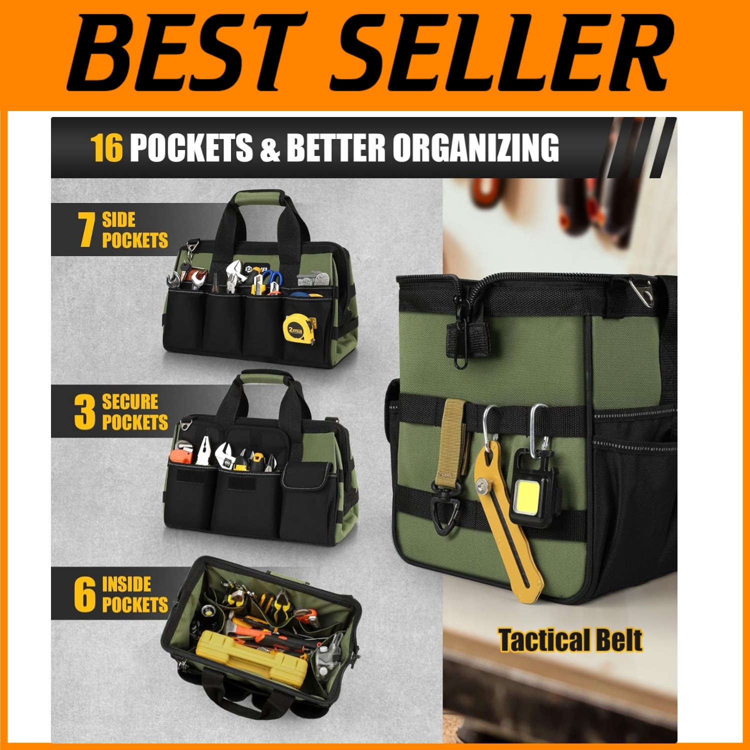 15Inch Portable Tool Box, Big Storage Organizer