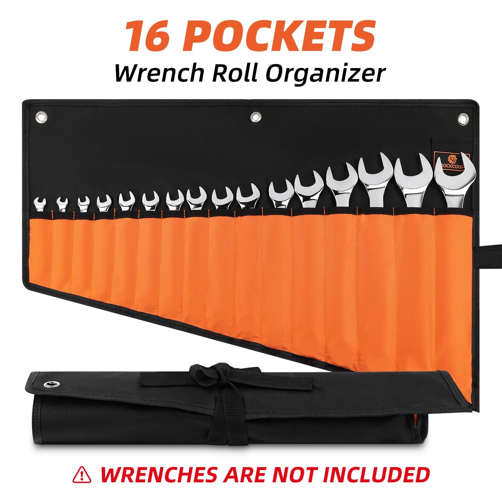 Wrench Roll Organizer 16 Pockets, Wrench Pouch Roll up with Water Proof Oxford C