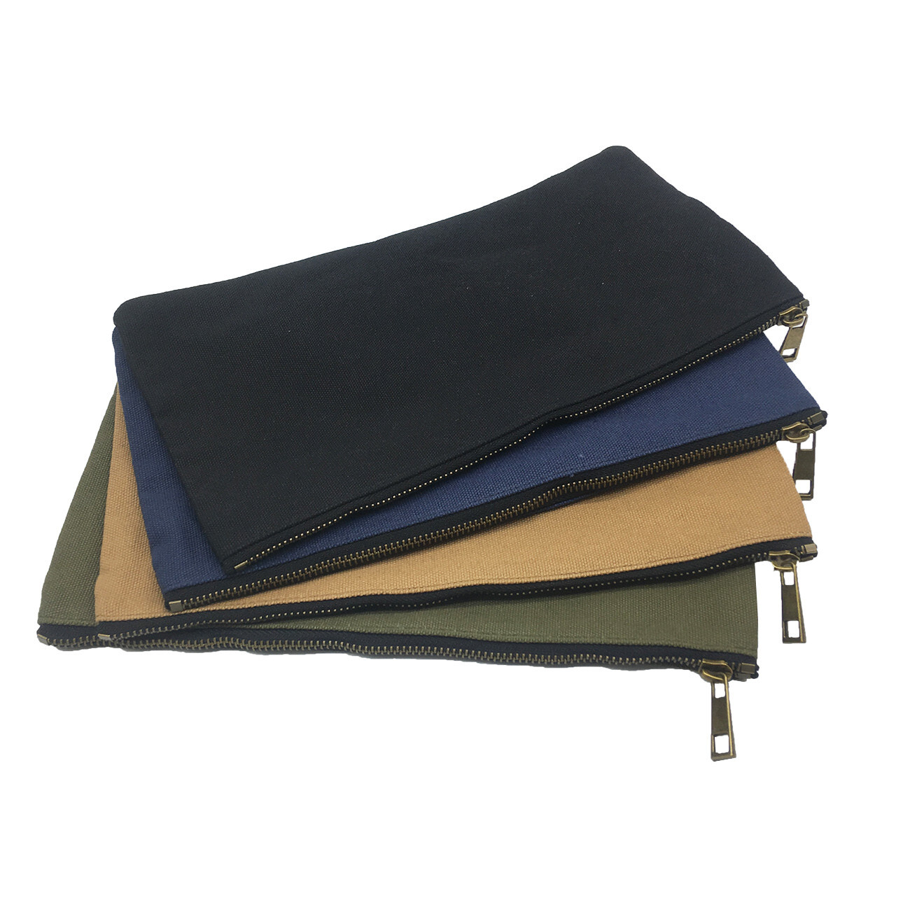 Double layer Canvas Tool Bag with Metal Zippers Hardware storage 12x 6.5 inch