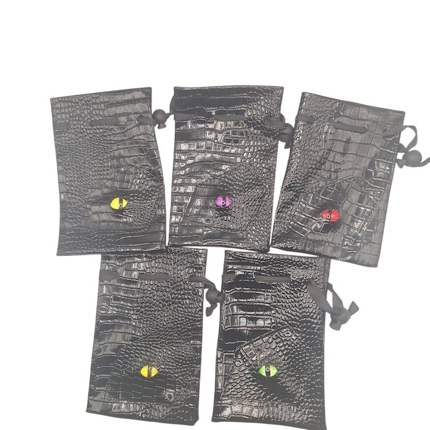 5 Pack Demon Eye Leather Dice Bags RPG Tabletop Drawstring Dice Storage