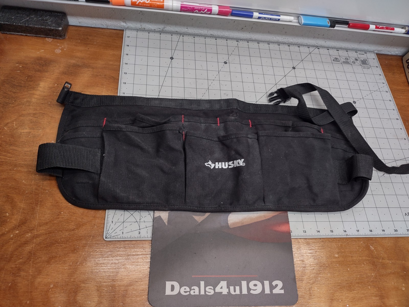 Husky Tool Belt Black Canvas Waist Apron Adjustable Pockets Work Excellent Pre