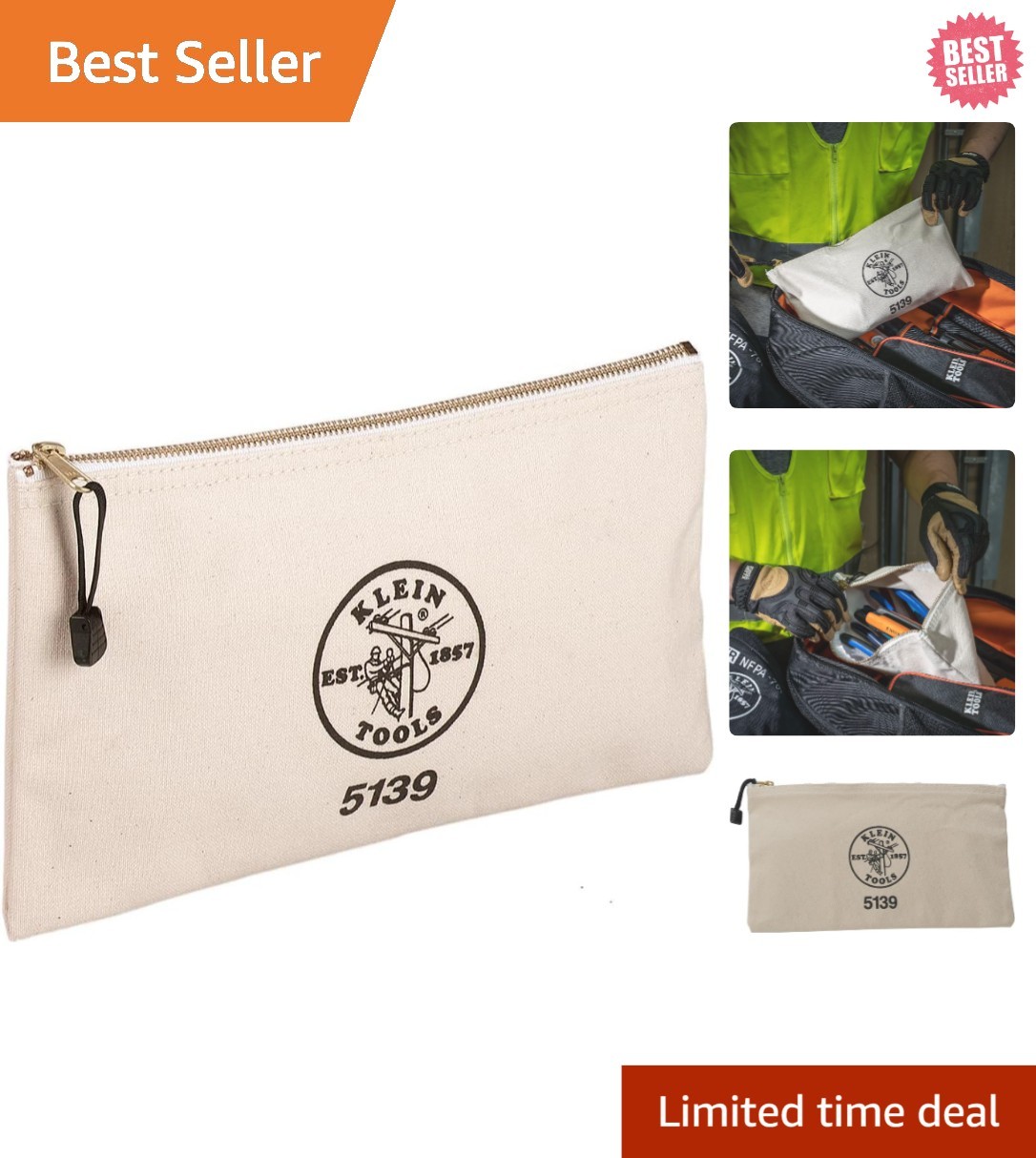 Durable No. 10 Canvas Tool Pouch with Heavy-Duty Zipper – Secure Storage & Style